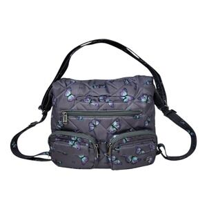 Lug Zipliner 2 Convertible Hobo Bag 3 in 1 Backpack Crossbody Butterfly Grey